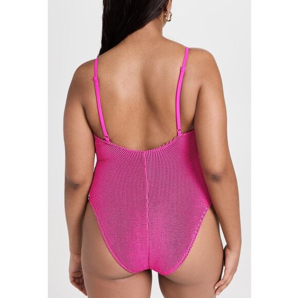 Good American Always Fits One Piece Swimsuit in Fuchsia Pink Metallic - Picture 7 of 12
